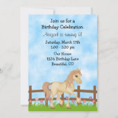 Crème Paard en Bloemen Meisjes Verjaardag Uitnodig Kaart (Voorkant)