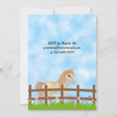 Crème Paard en Bloemen Meisjes Verjaardag Uitnodig Kaart (Achterkant)