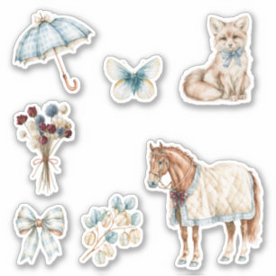 Crème Paard Hond Paraplu Vlinder Sticker