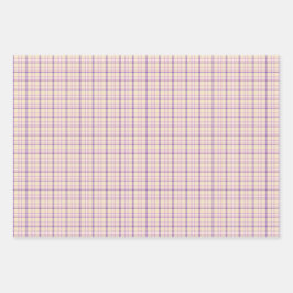 Crème Paars Schotse Ruit Klassiek Patroon Retro Inpakpapier Vel