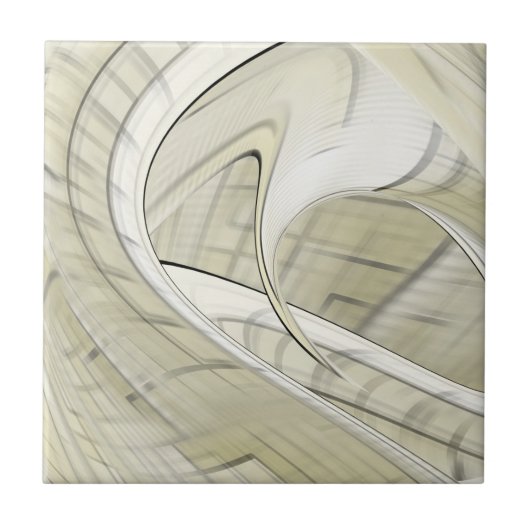 Crème Pastel Herfst Abstracte Kunst Tegeltje (Voorkant)