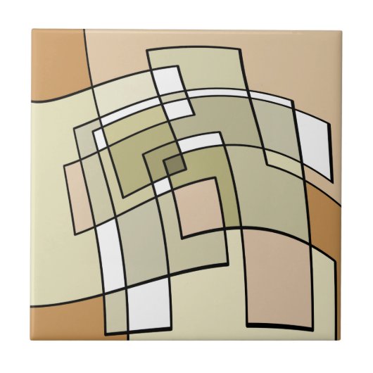 Crème Pastel Herfst Abstracte Kunst Tegeltje (Voorkant)