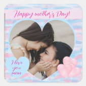 Crème pastel Lichtblauw en roze aandenken Vierkante Sticker (Voorkant)