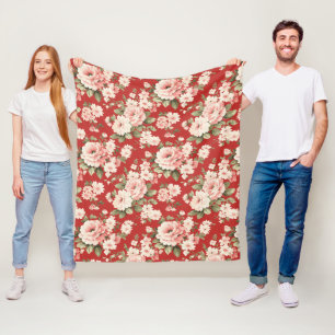 Crème pastel rozen rood fleece deken