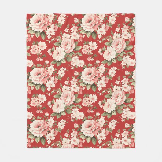 Crème pastel rozen rood fleece deken (Voorkant)