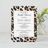 Crème Peach Zwart Leopard Dier Kaart (Staand voorkant)