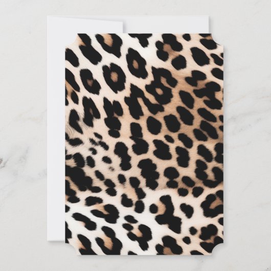 Crème Peach Zwart Leopard Dier Kaart (Achterkant)