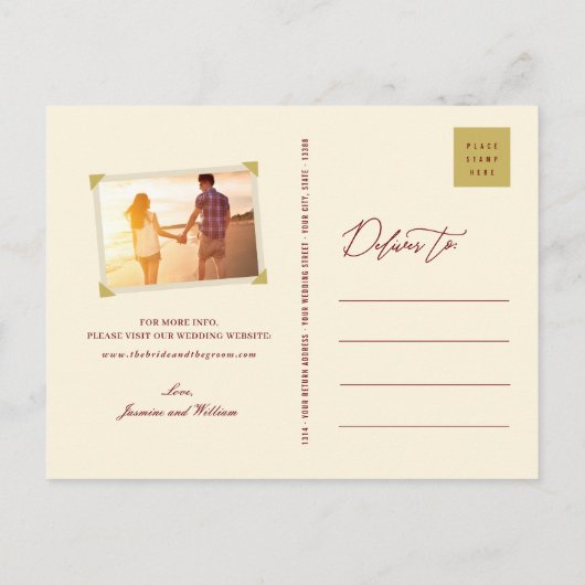 Crème perzik bloesem Chinees bruiloft Save The Dat Aankondigingskaart (Achterkant)