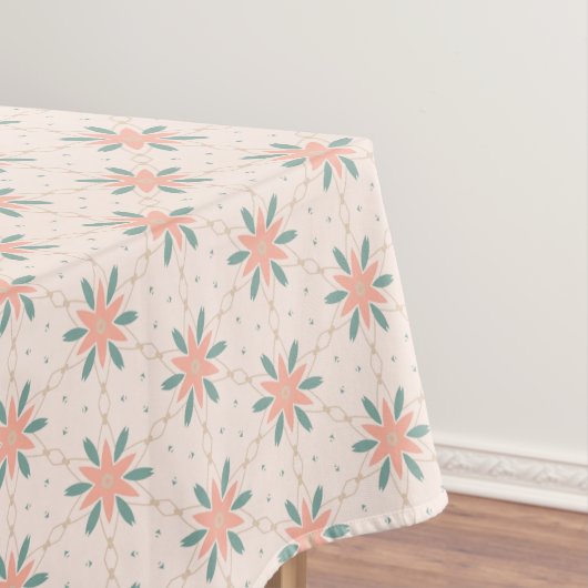 Crème, Perzik en Sage Green boho bloempatroon Tafelkleed (Voorbeeld)