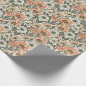 Crème Perzik Klaproos Bloemmotief Cadeaupapier (Hoek)