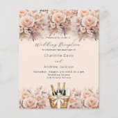 Crème perzik mand bruiloft receptie uitnodiging (Voorkant)