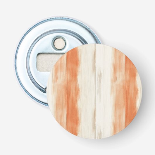 Crème Perzik Oranje Strepen   Button Flesopener (Voorkant)