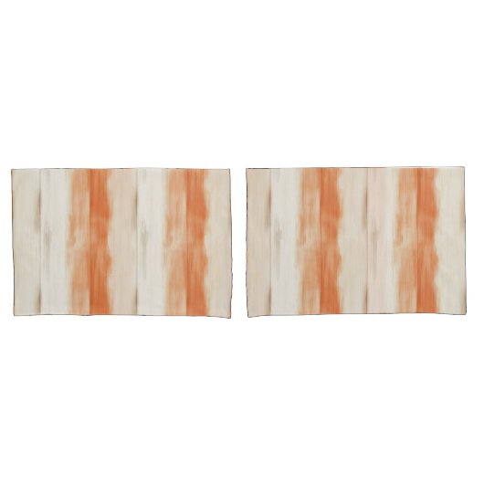 Crème Perzik Oranje Strepen   Kussensloop (Voorkant-Set)