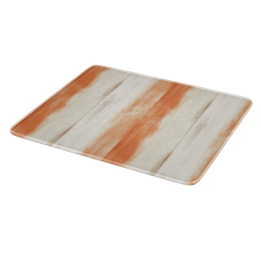 Crème Perzik Oranje Strepen   Snijplank (Hoek)
