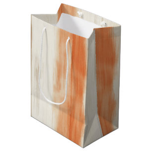 Crème Perzik Oranje Strepen Verjaardag Medium Cadeauzakje