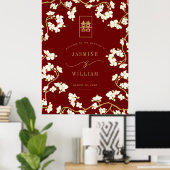 Crème Perzik/Primen Dubbel Geluk Huwelijk Poster (Thuiskantoor)