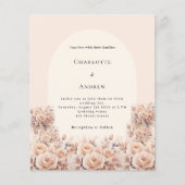 Crème perzik roos boog foto bruiloft uitnodiging (Voorkant)