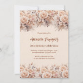 Crème perzik roos gouden bloemen Luxe verjaardag Kaart (Voorkant)