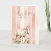  Crème Perzik Roze Paard Bloemen Verjaardag Kaart (Voorkant)