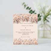Crème perzik rozen bloemen boho huwelijksuitnodigi (Staand voorkant)