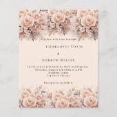 Crème perzik rozen bloemen boho huwelijksuitnodigi (Voorkant)