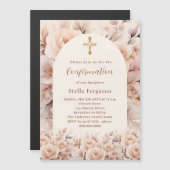 Crème perzik rozen bloemen boog Bevestiging Magnetische Uitnodiging (Voorkant / Achterkant)