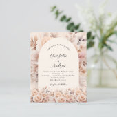 Crème perzik rozen bloemen boog huwelijksuitnodigi (Staand voorkant)
