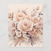 Crème perzik rozen bloemen boog huwelijksuitnodigi (Achterkant)