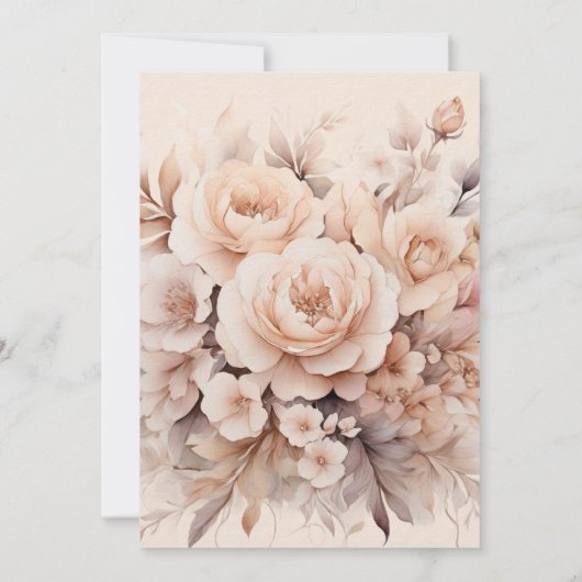 Crème perzik rozen bloemen boog luxe bruiloft kaart (Achterkant)