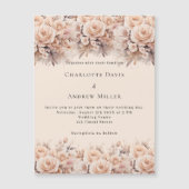 Crème perzik rozen bloemen elegante luxe bruiloft magnetische uitnodiging (Voorkant)