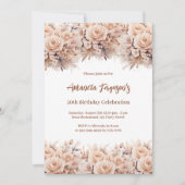 Crème perzik rozen bloemen Verjaardag Kaart (Voorkant)