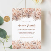 Crème perzik rozen bloemen Verjaardag Kaart