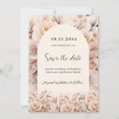 Crème perzik rozen boogbruiloft save the date (Voorkant)