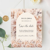 Crème perzik rozen boogbruiloft Save the Date kaar