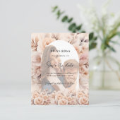 Crème perzik rozen foto boog bruiloft Save the Dat (Staand voorkant)