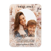 Crème perzikrozen foto boog trouwdatum Save the Da Magneet (Verticaal)