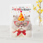 Crème Perzische Kat MEOWvelous Verjaardag Kaart (Gele Bloem)