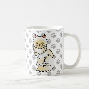 Crème Perzische Lieve Cartoonkat Illustratie Koffiemok