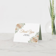 Crème Pioen Bloemen Trouw Dankkaart