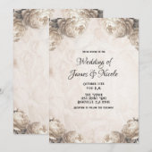 Crème Pioenbloemen rustieke bruiloft Kaart (Voorkant / Achterkant)