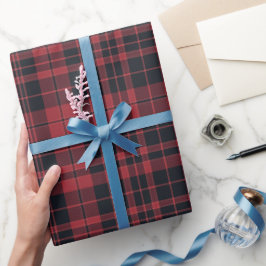 Crème Plaid en Lint Kerstmis Cadeaupapier