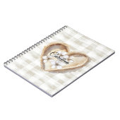 Crème Plaid Hart Witte Bloem Notitieboek (Linkerzijde)