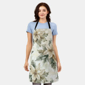 Crème Poinsettia Bloemen Schort (Gedragen)