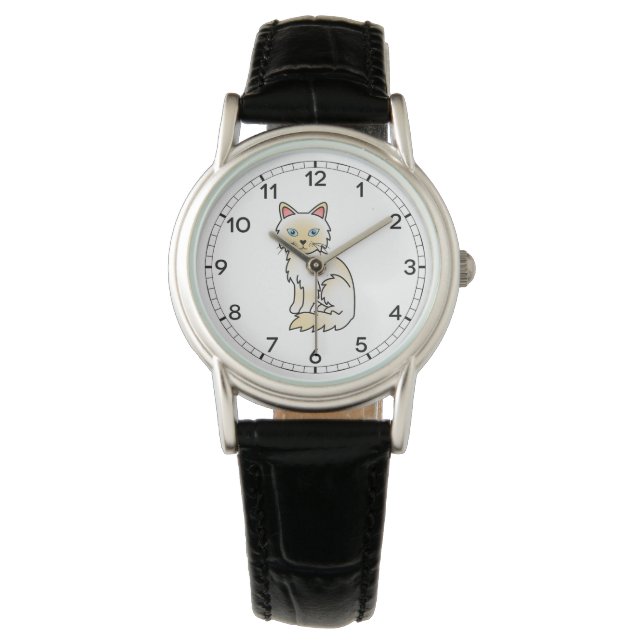 Crème Point Birmaan / Ragdoll Kattig Katje Horloge (Voorkant)