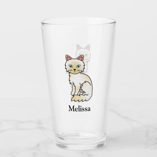 Crème Point Birmaanse kat / Ragdoll Mopshond Cute  Glas (Voorkant)