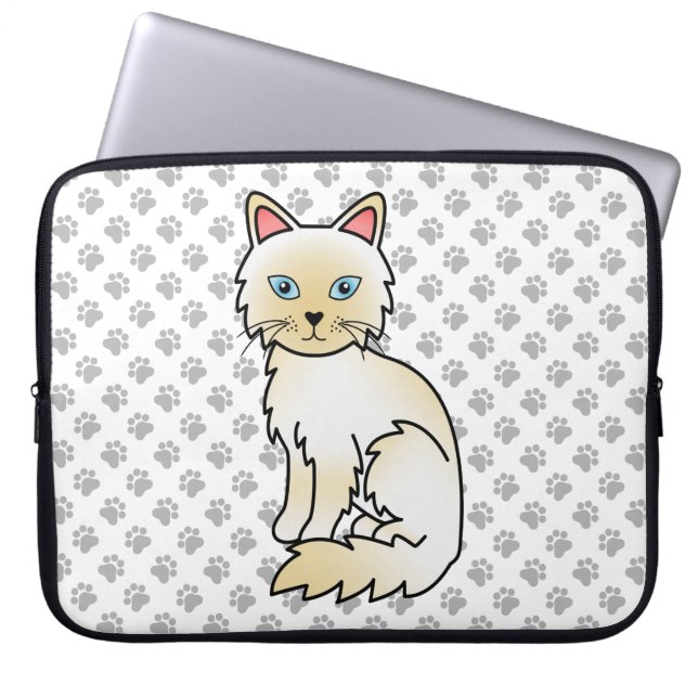 Crème Point Birmaanse kat / Ragdoll Mopshond Cute  Laptop Sleeve (Voorkant)