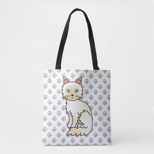 Crème Point Birmaanse kat / Ragdoll Mopshond Cute Tote Bag (Voorkant)