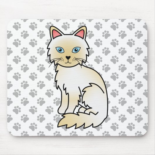 Crème Point Birman / Ragdoll Mooie Kat & Pootjes Muismat (Voorkant)