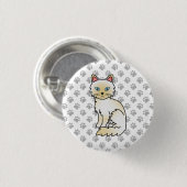 Crème Point Birman / Ragdoll Mooie Kat & Pootjes Ronde Button 3,2 Cm (Voorkant /achterkant)
