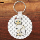 Crème Point Birman / Ragdoll Mooie Kat & Pootjes Sleutelhanger (Voorkant)